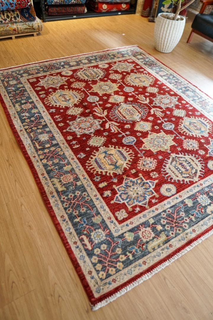 206×171cｍ アフガニスタンガズニーウール手織り絨毯