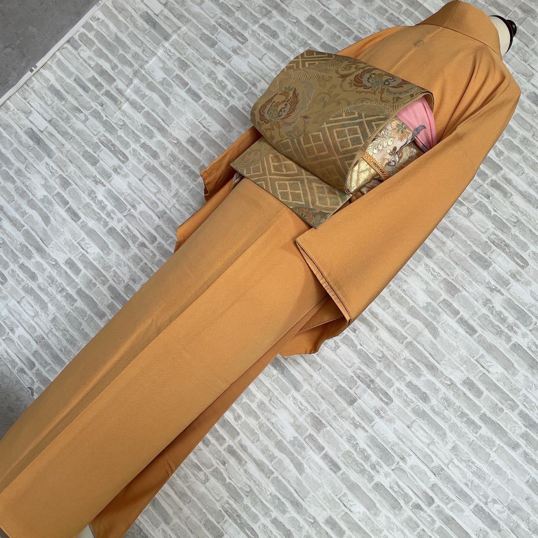 色無地　フルセット　藤紋　浜ちりめん　シンプル　礼装　カジュアル　着物　H6