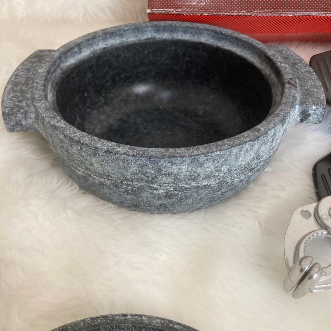 本場韓国産 長水(チョンスー)天然石調理器　補強なし　蓋あり　おまけ付き