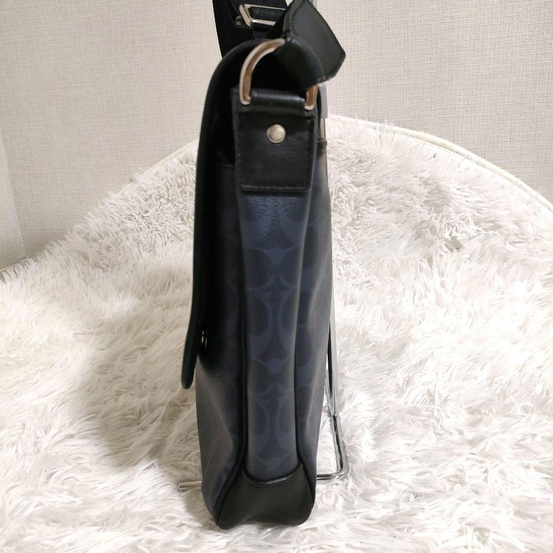 COACH コーチ ショルダーバッグ シグネチャー ネイビー PVC 状態良好♪