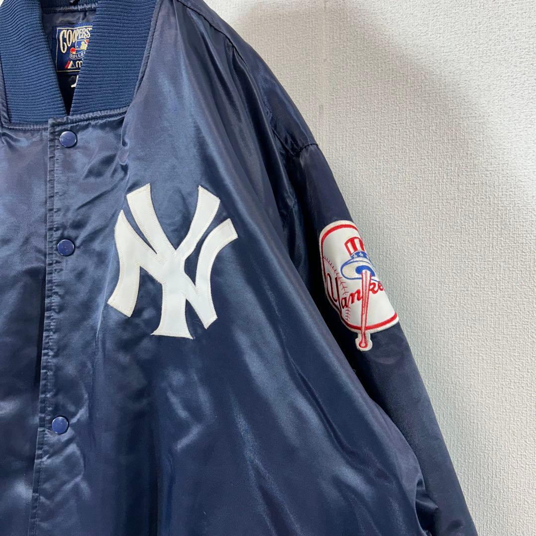 MLBヤンキースナイロンスタジャンビッグロゴ刺繍ワッペンクーパーズタウン古着