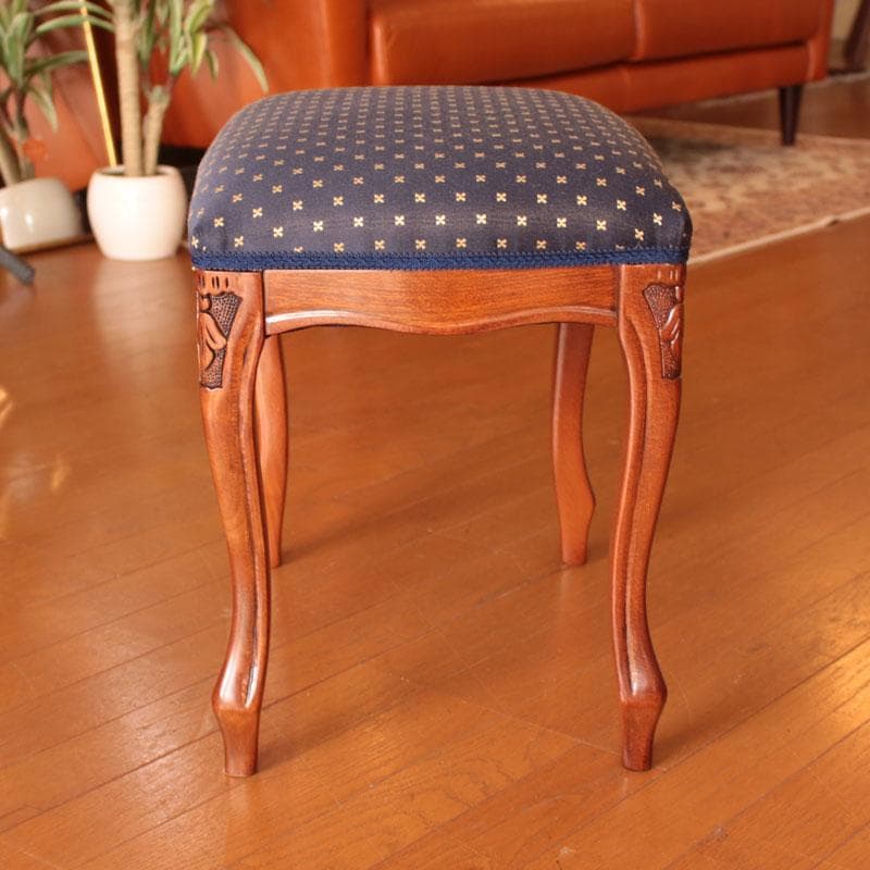 猫脚スツール レトロ風 青 ヴィンテージ風 かわいい 222-1325-002