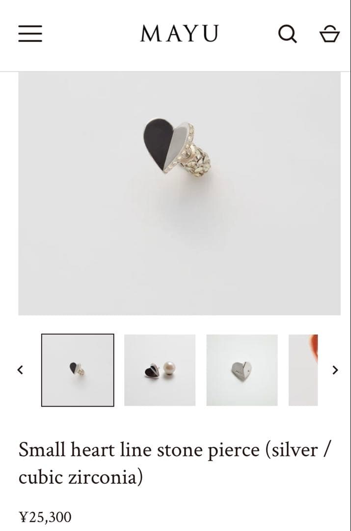 MAYU ピアス　スモールハート　パヴェ　ラインストーン