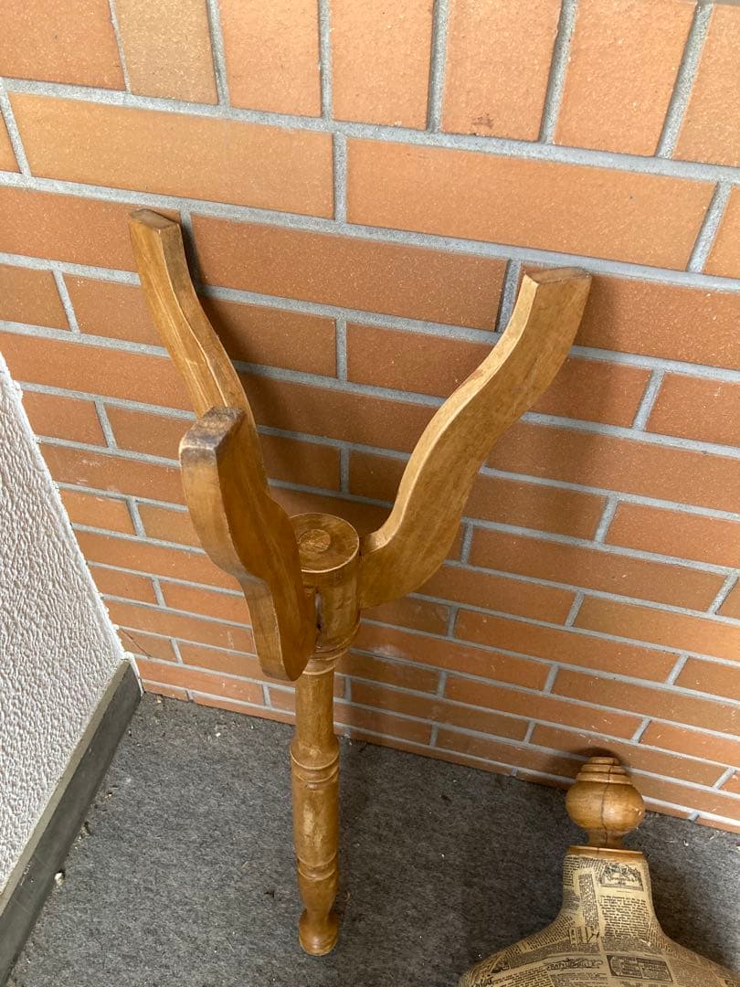 D 訳あり　マネキン　トルソー　アンティーク調　ヴィンテージ　みつ脚　木製