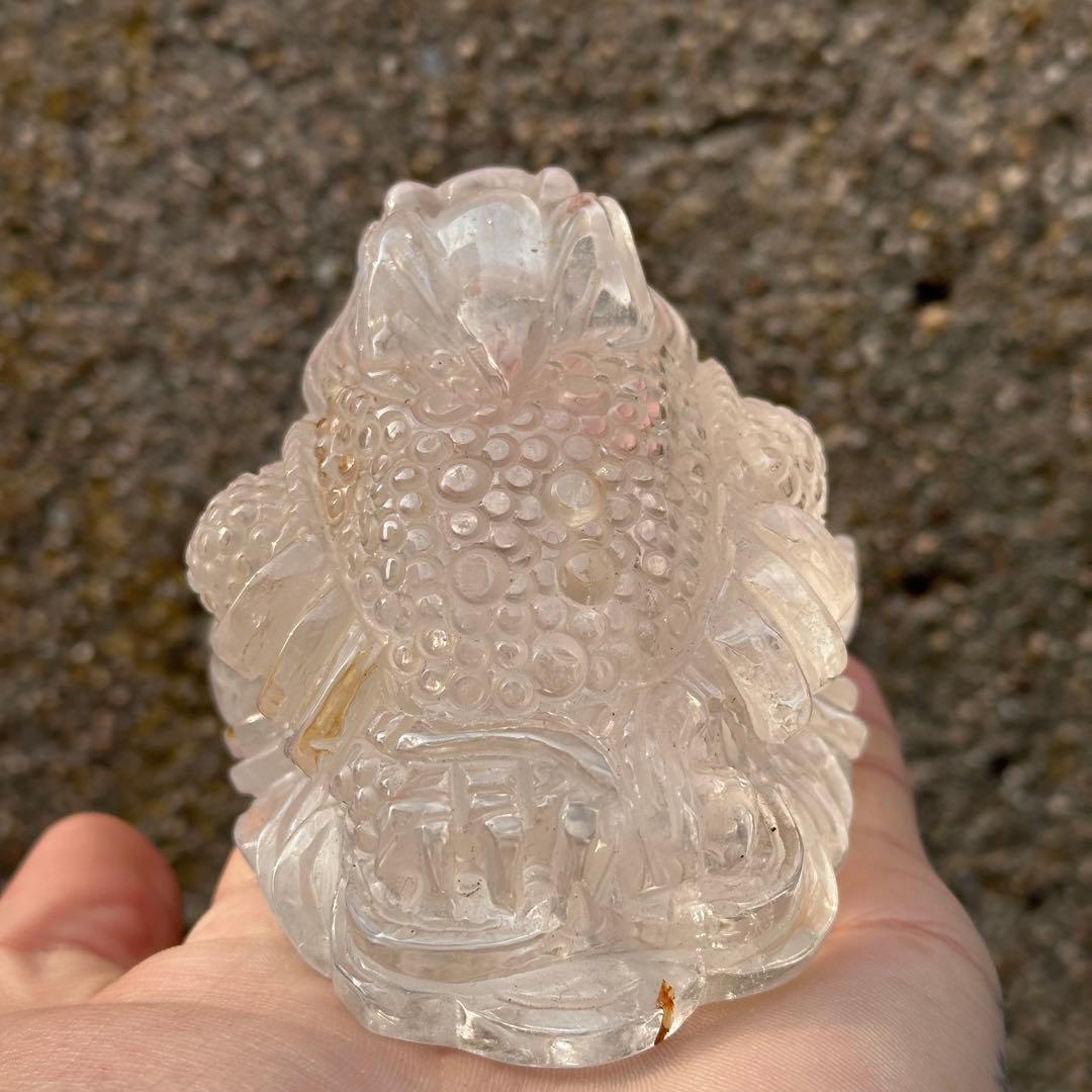 天然石 水晶の銭蛙　置物　ご購入前に在庫確認必要G.170