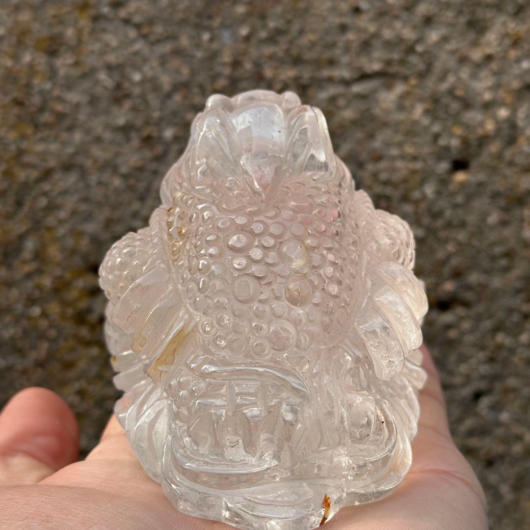 天然石 水晶の銭蛙　置物　ご購入前に在庫確認必要G.170