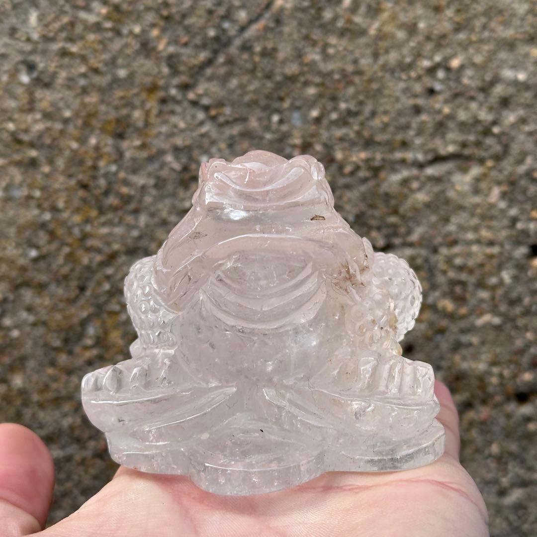 天然石 水晶の銭蛙　置物　ご購入前に在庫確認必要G.170