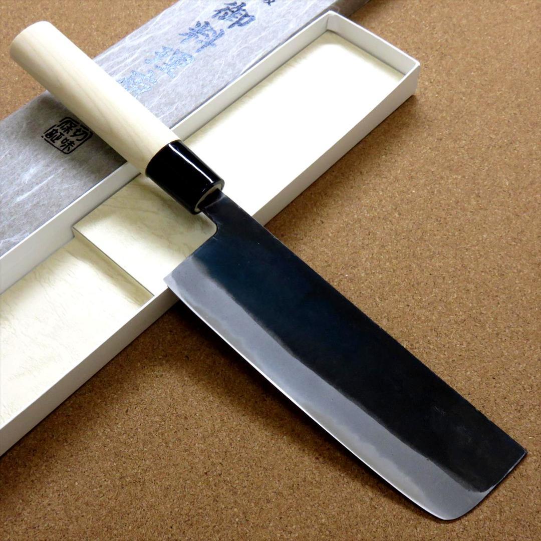 関の刃物 菜切包丁 165mm 無印 白鋼 2号 三枚合 黒打 薄刃包丁 野菜切