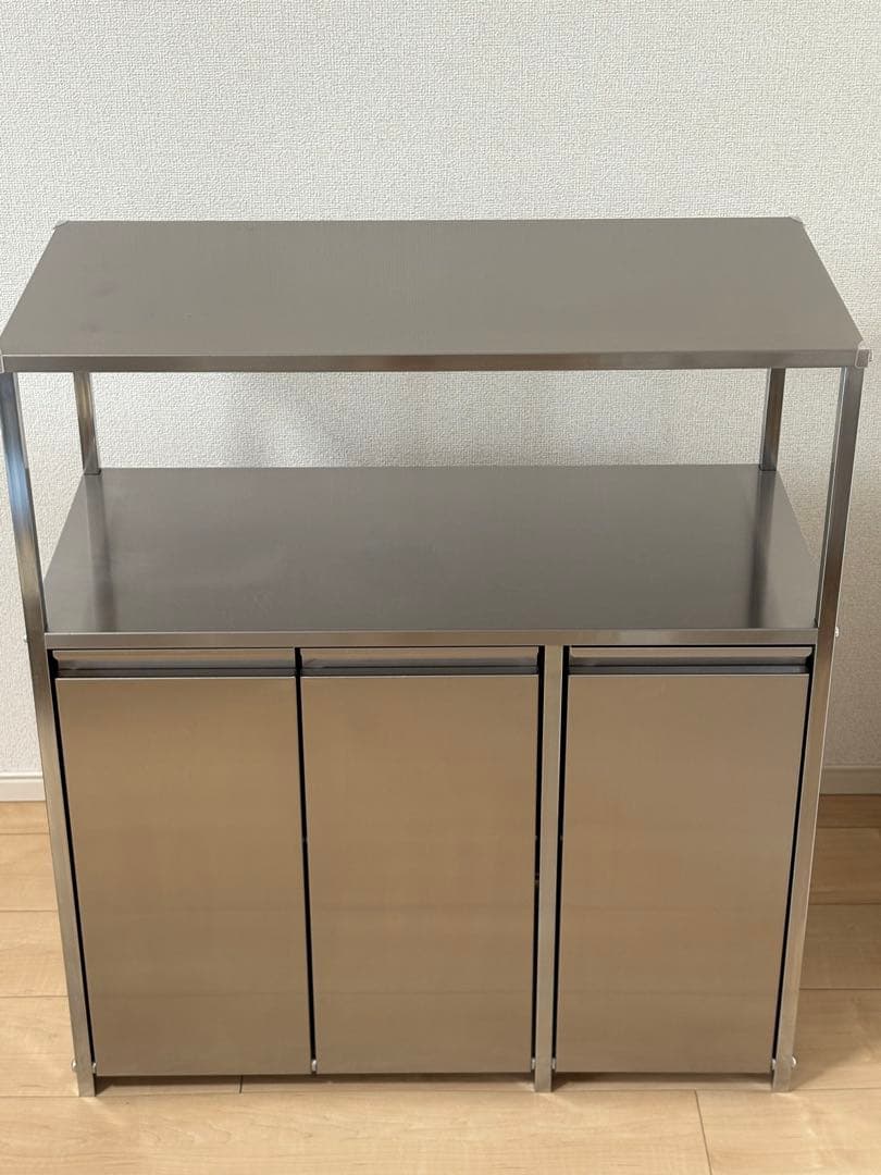 ステンレス作業台ワゴン ダスト3分別 幅73.5cm