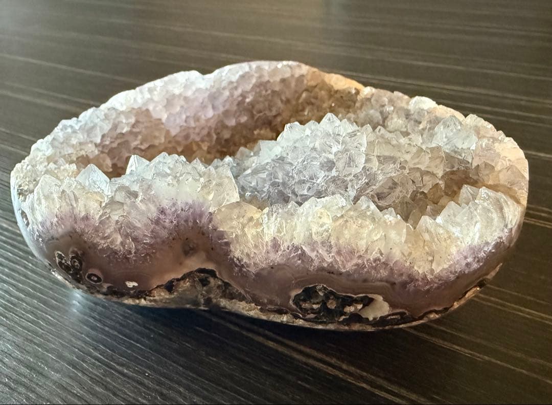 花付き♡ アメジスト ハート クラスター 浄化 紫水晶 天然石