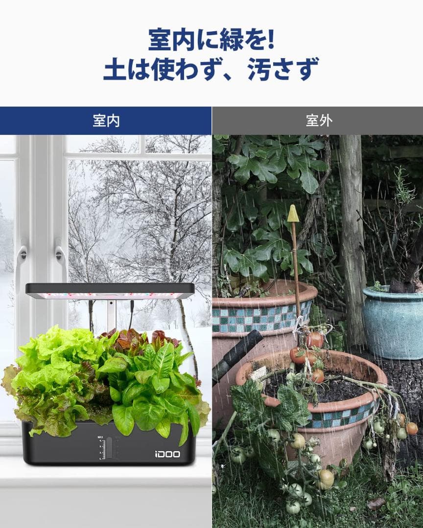セット 室内 植物育成LEDライト付き 水耕栽培