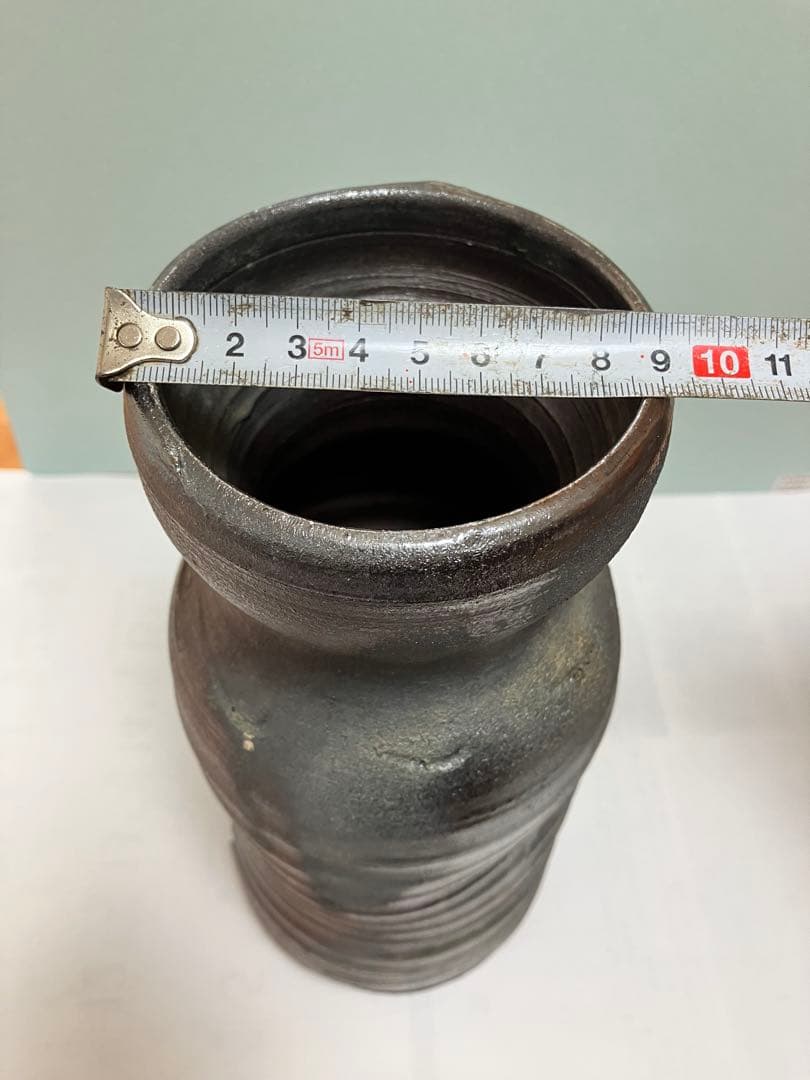 沖縄　琉球焼の名工【故】宮城勝臣作　壺　花器　やちむん　ヤチムン　（壺屋焼　希少