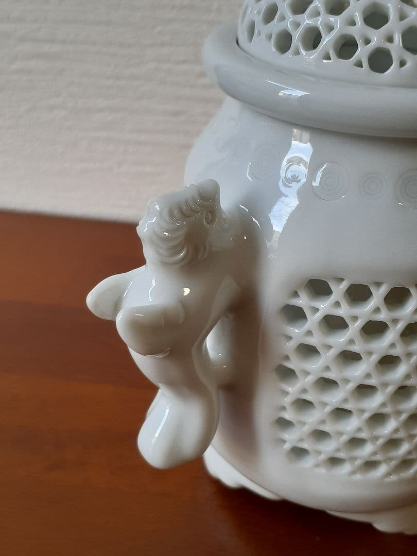 十五代　中里茂右衛門　鳳凰耳籠目透細長　香炉