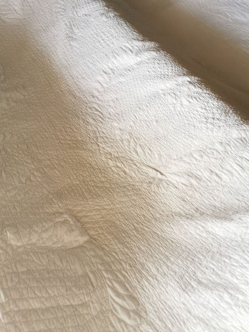 アンティーク ダーラムキルト 手縫 ブライダルホワイトキルト リーフ メダイヨン