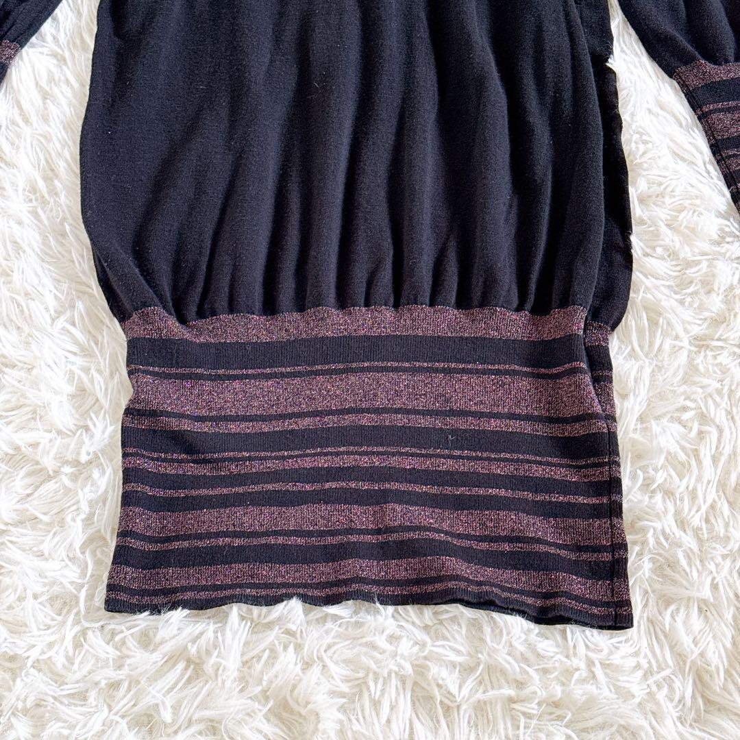 ヴィヴィアンウエストウッド　オーブ刺繍 ラメ切替ロングカーディガン　黒　Sサイズ