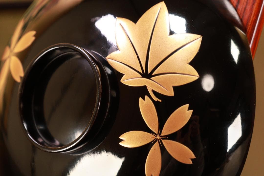 BJ110　時代輪島塗　流水紅葉桜図蒔絵　吸物椀　五客　木製　茶道具 懐石 会席