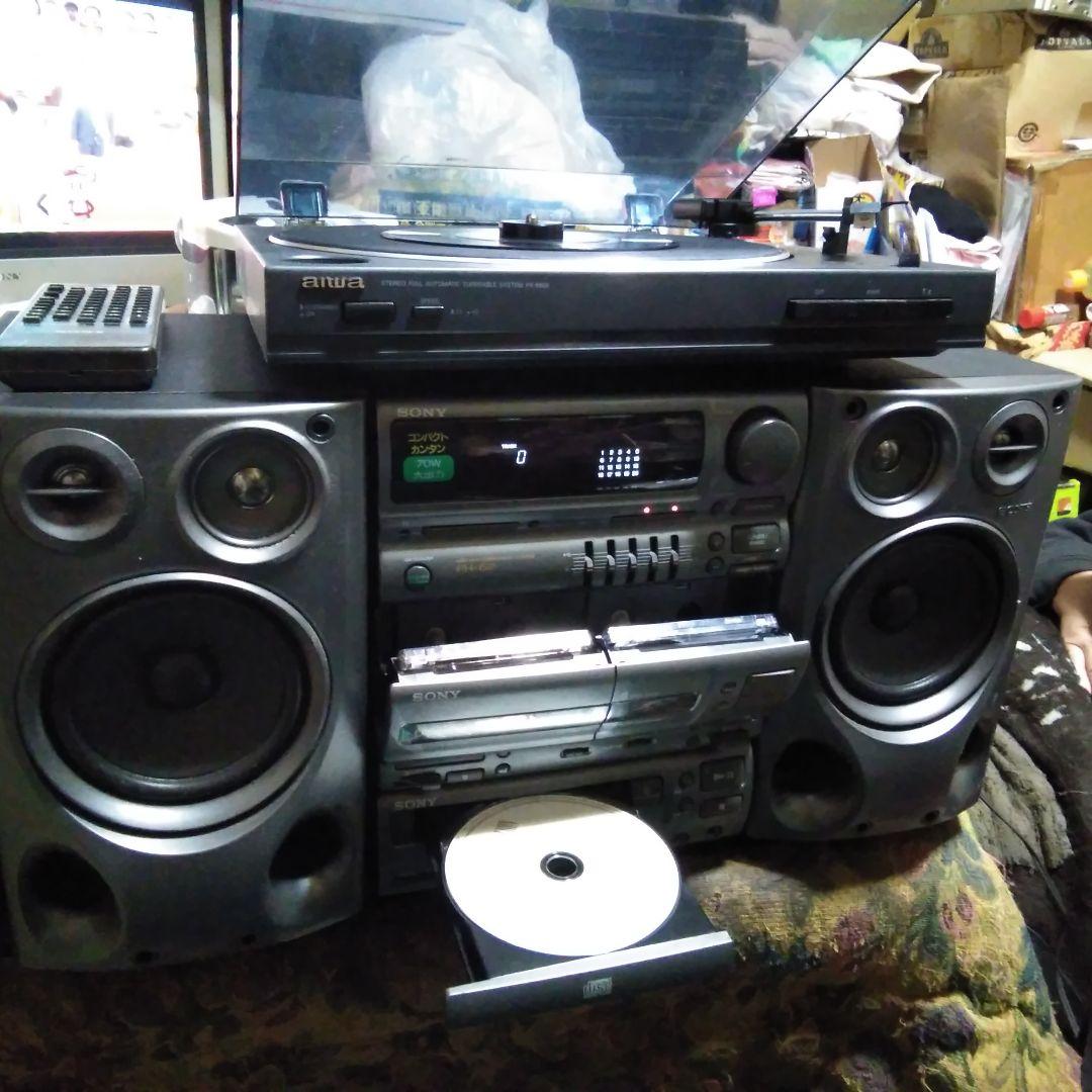 ▲ソニー❗アイワ❗パワフル爆音発揮CD ,カセット,レコードコンポ！