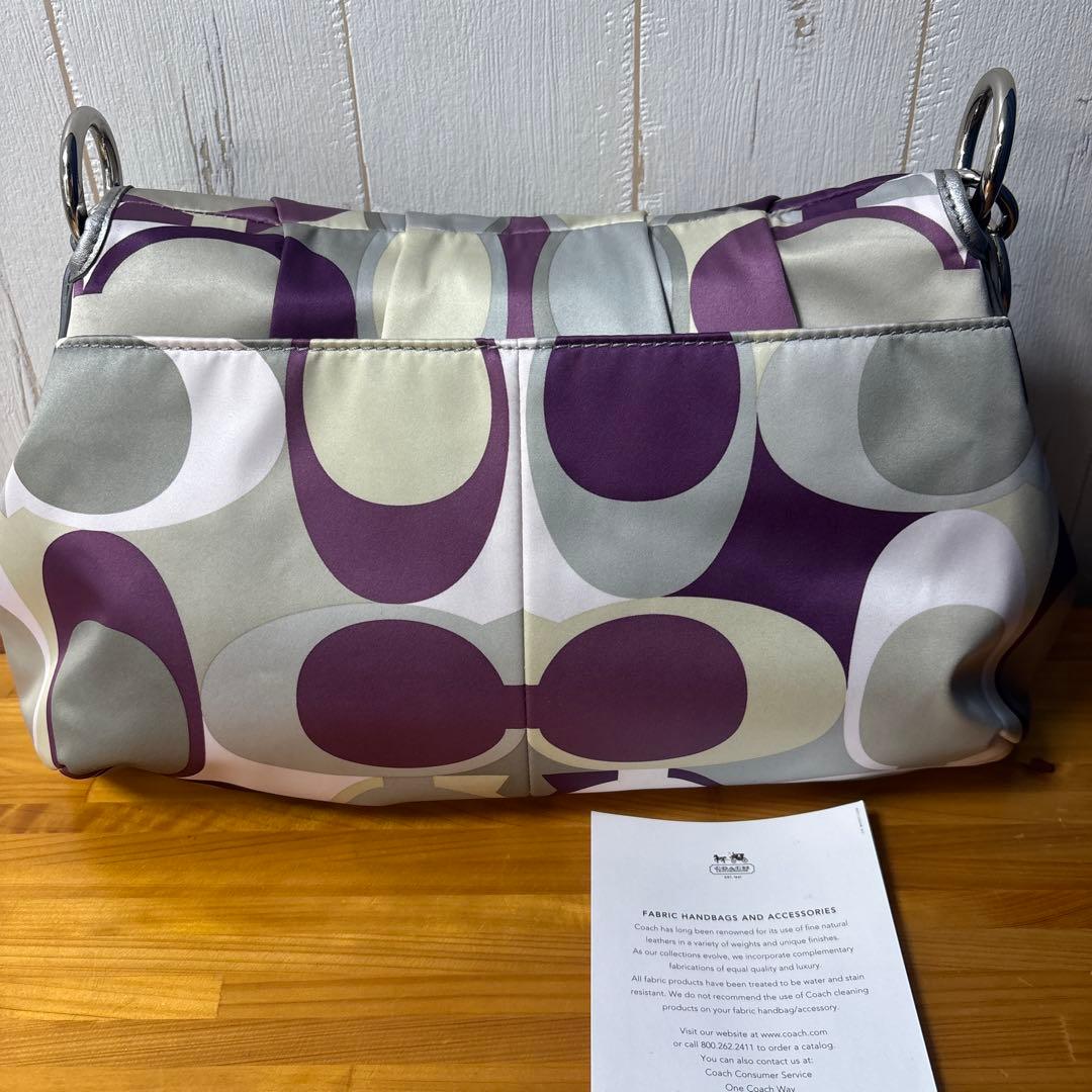 希少カラーコーチ　ワンショルダーバッグ　パープル　肩掛け スカーフ柄