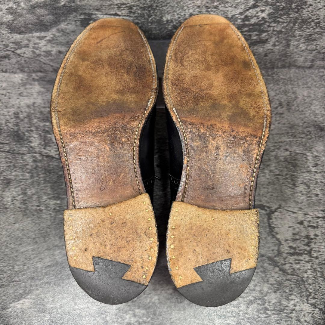 【美品】クロケット＆ジョーンズ ストレート メダリオン 8E 黒 レザー