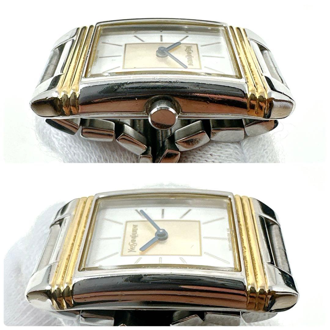 新品電池 稼働 イブサンローラン レディース腕時計 スクエア青針 付属品あり