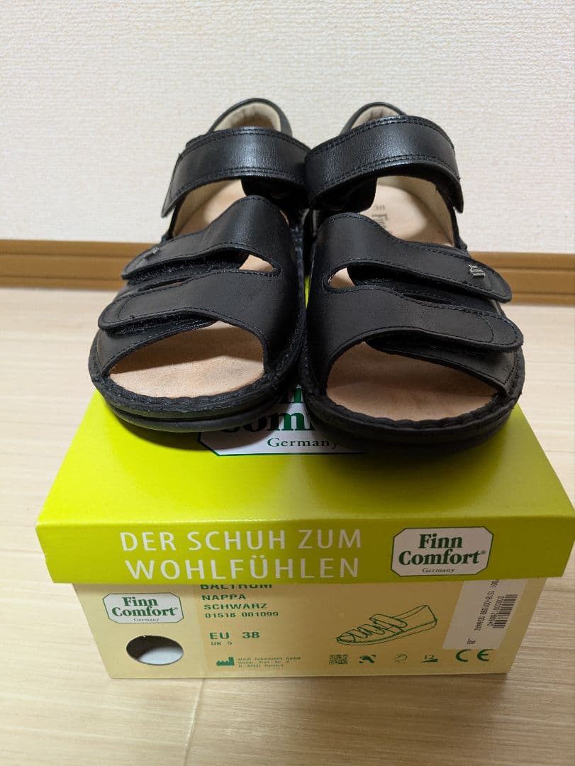Finn Comfort 黒 コンフォートサンダル EU 38