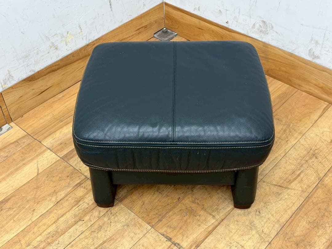 T8068☆カリモク☆karimoku☆本革☆レザー☆1人掛けソファ☆オットマン