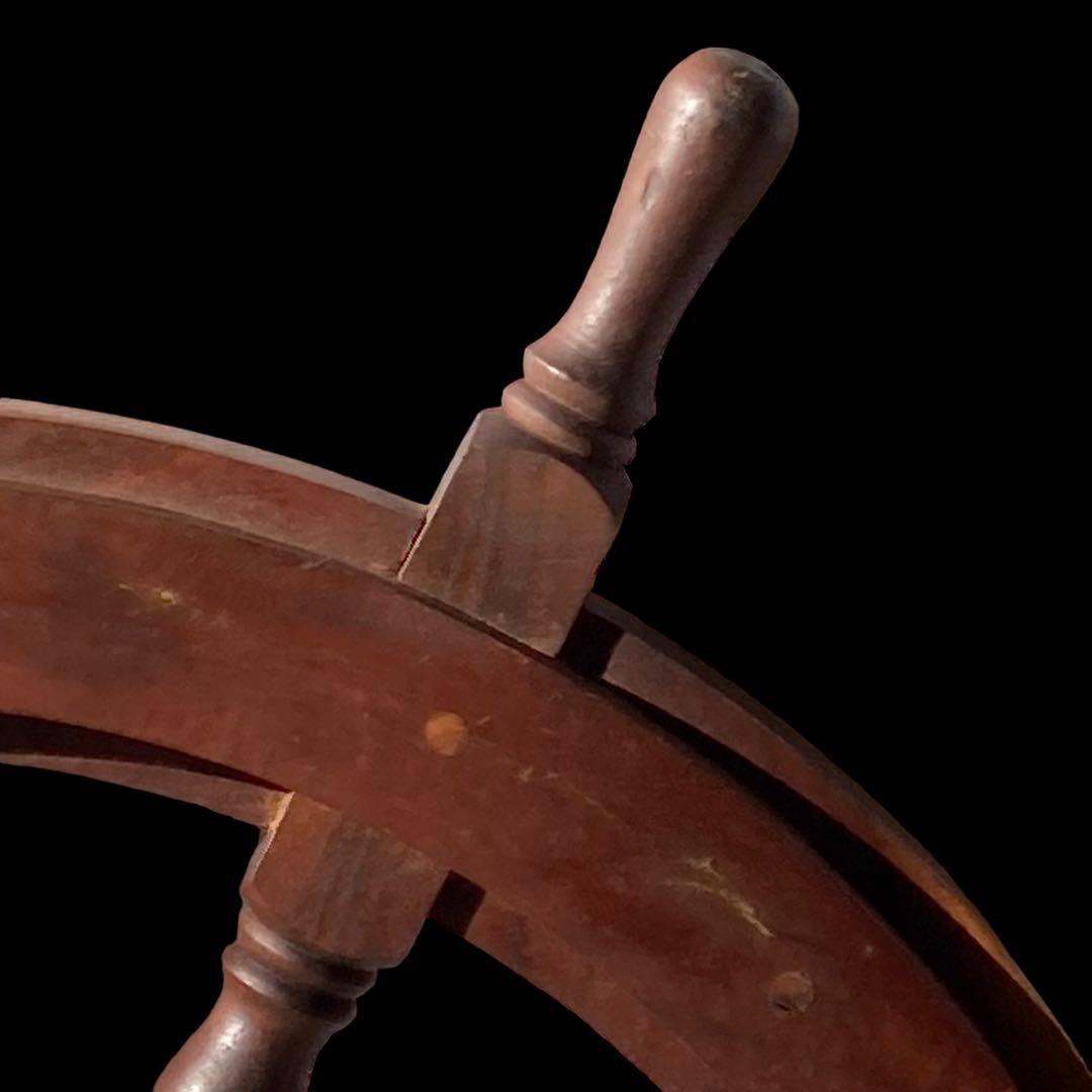 ヴィンテージ★ 船舶 木製ハンドル 舵取り 車輪 舵 操縦 アンティーク