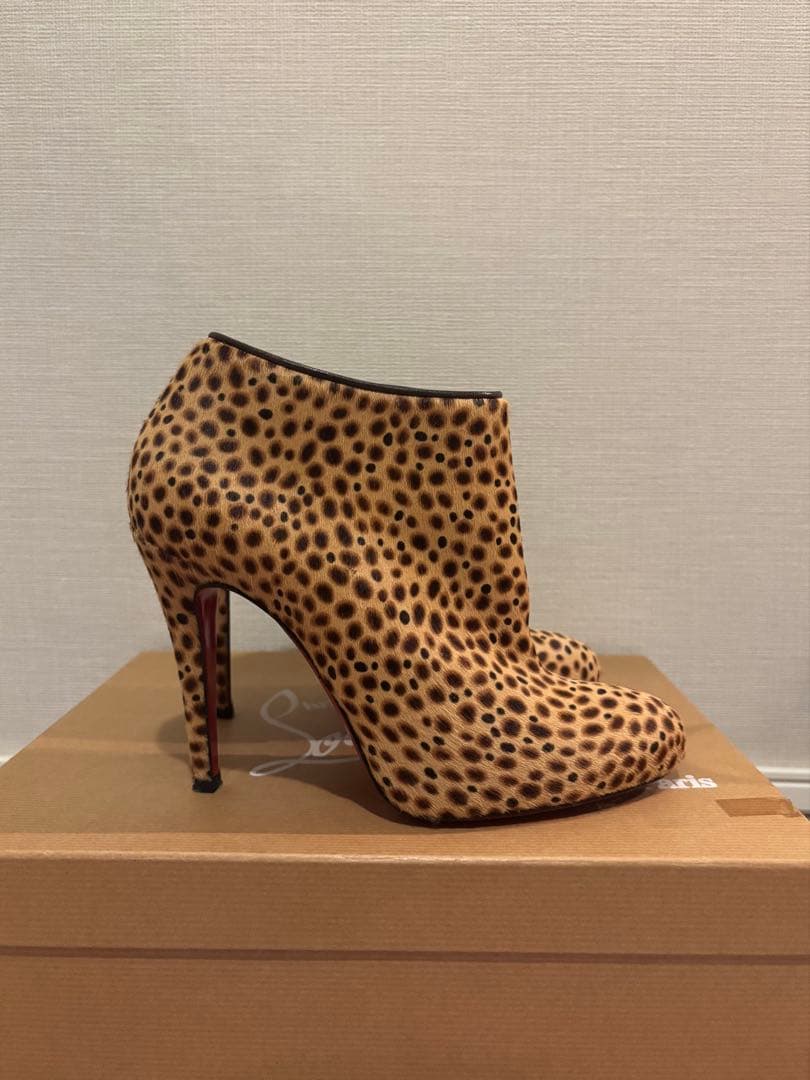 ルブタン louboutin ショートブーツ ヒョウ柄 レオパード 37.5