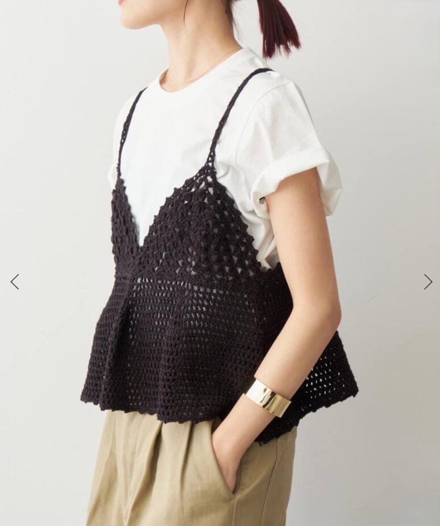 【新品未使用】Spick and Span クロシェニットキャミソール　黒