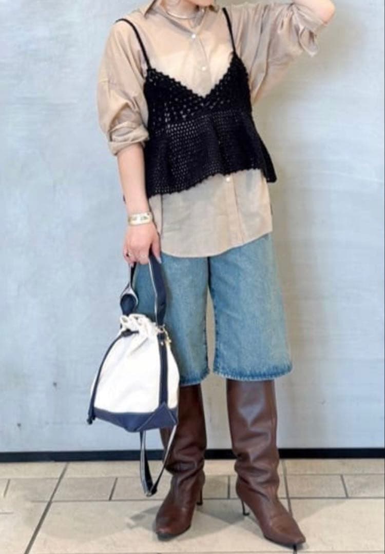 【新品未使用】Spick and Span クロシェニットキャミソール　黒