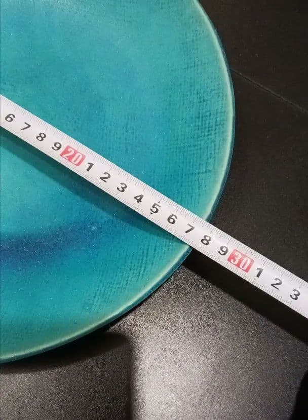 大嶺工房　やちむん　ターコイズグラデーション皿 27cm