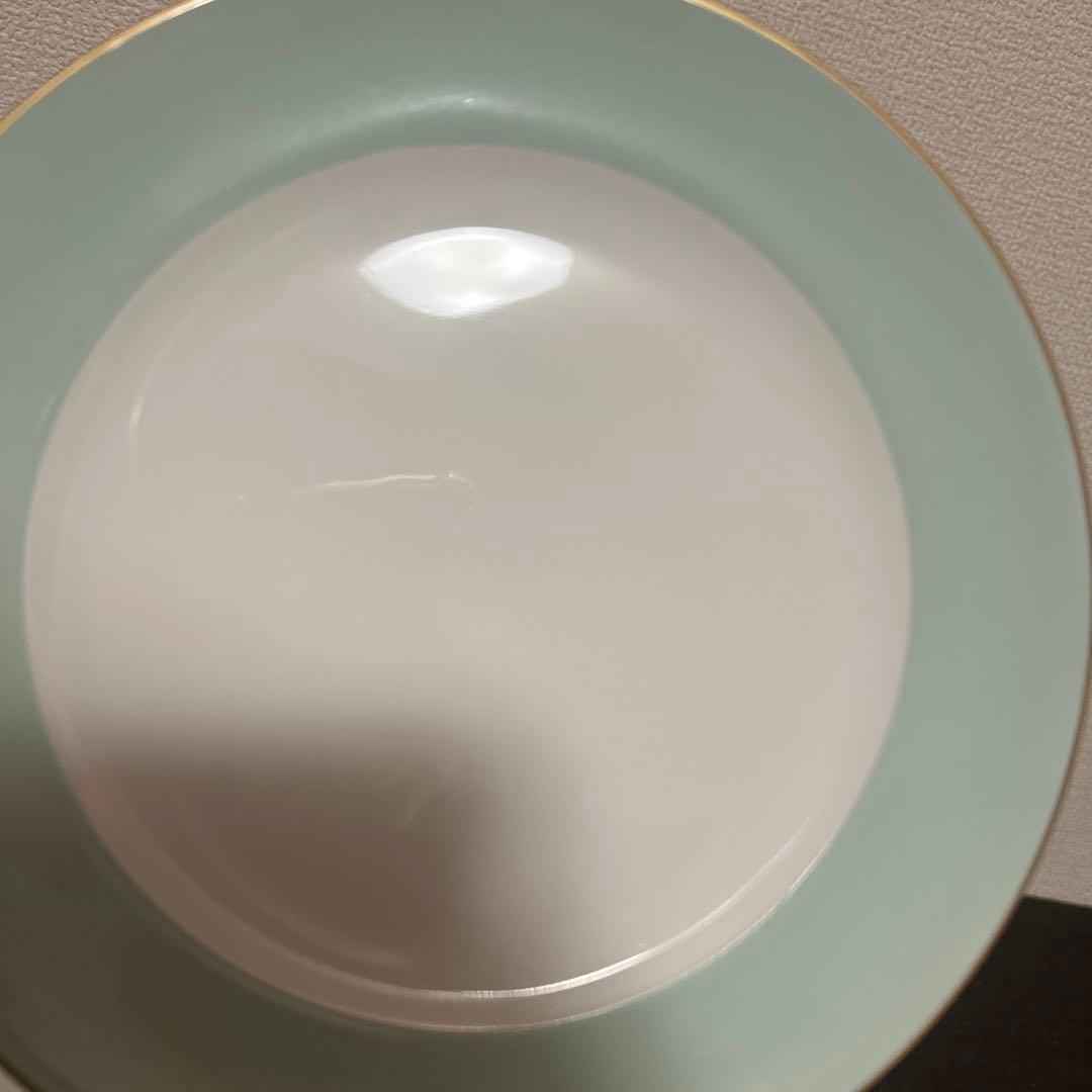 大倉陶園　色蒔き　ライトグリーン　デザートプレート　19.5cm