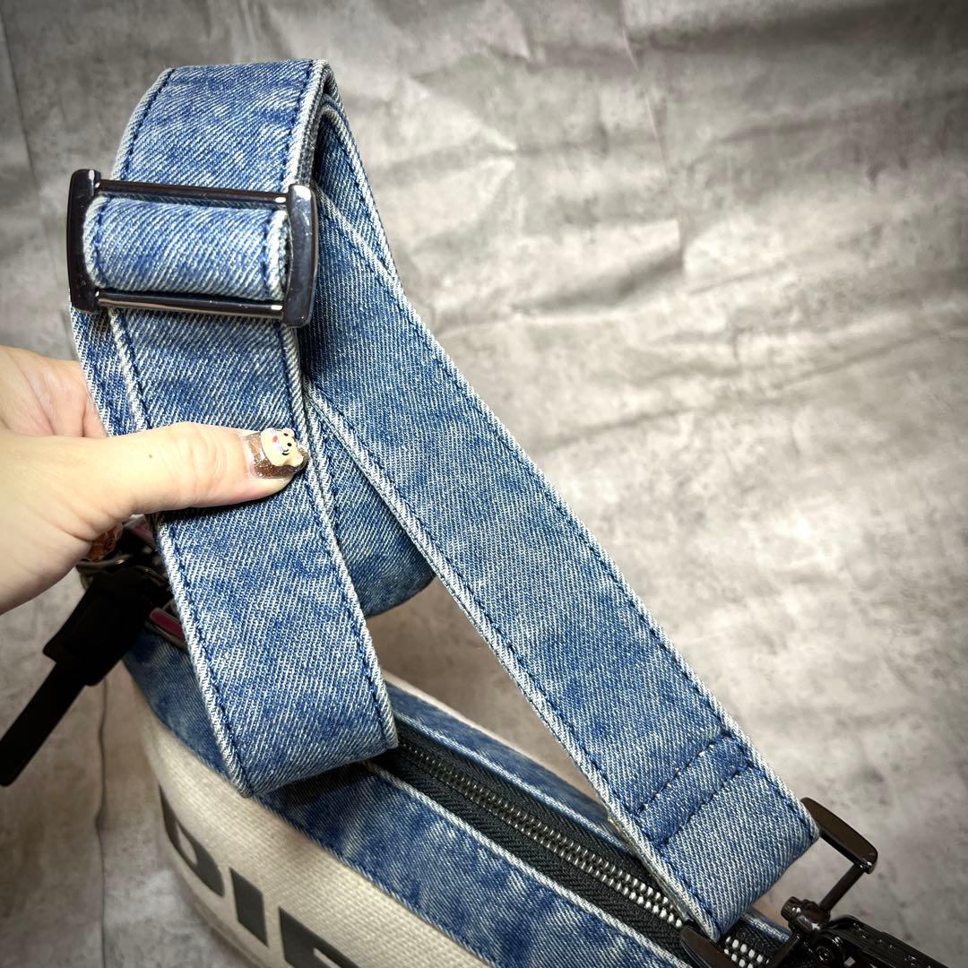 極美品 DIESEL デニム ショルダーバッグ キャンバス ロゴ ジップ y2k
