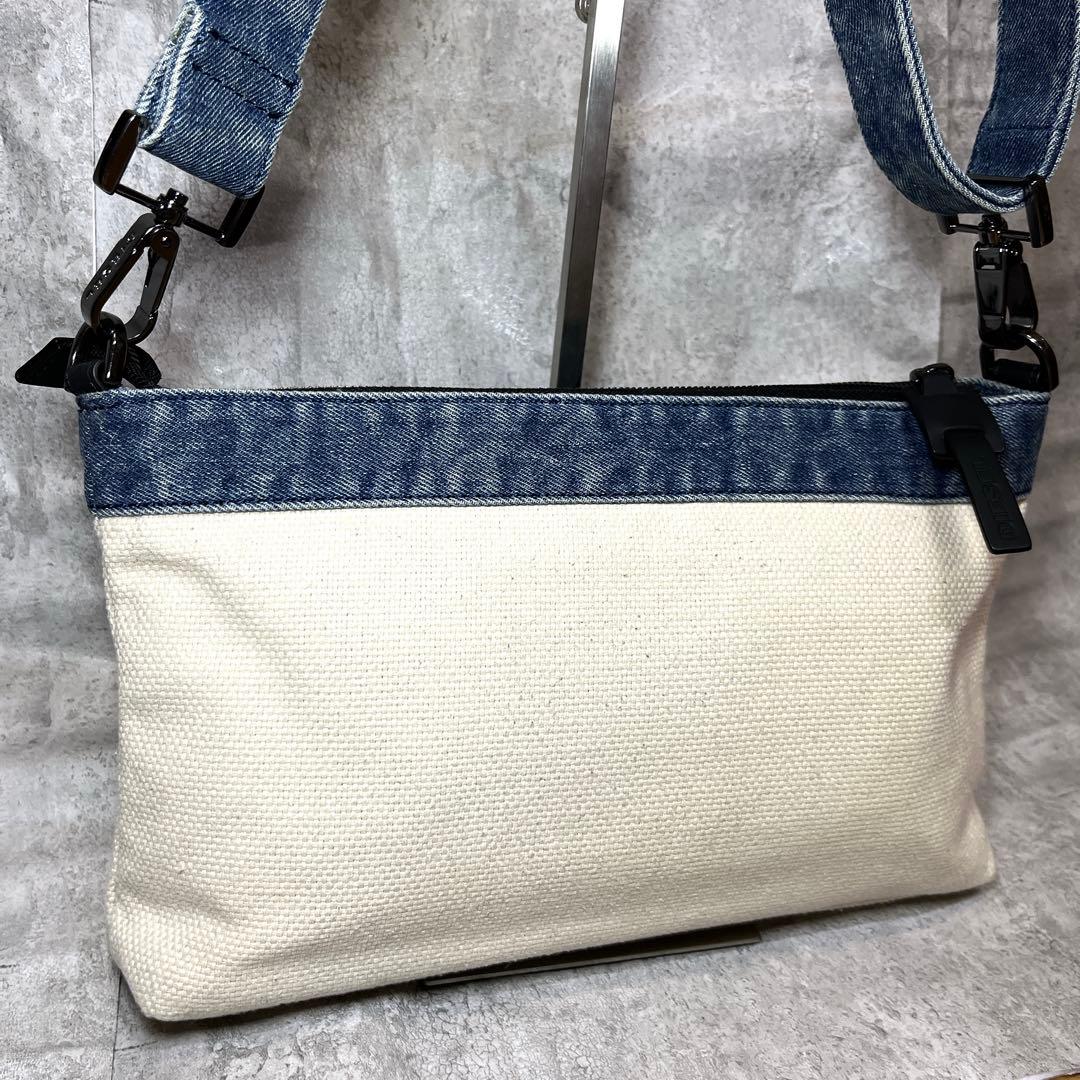 極美品 DIESEL デニム ショルダーバッグ キャンバス ロゴ ジップ y2k