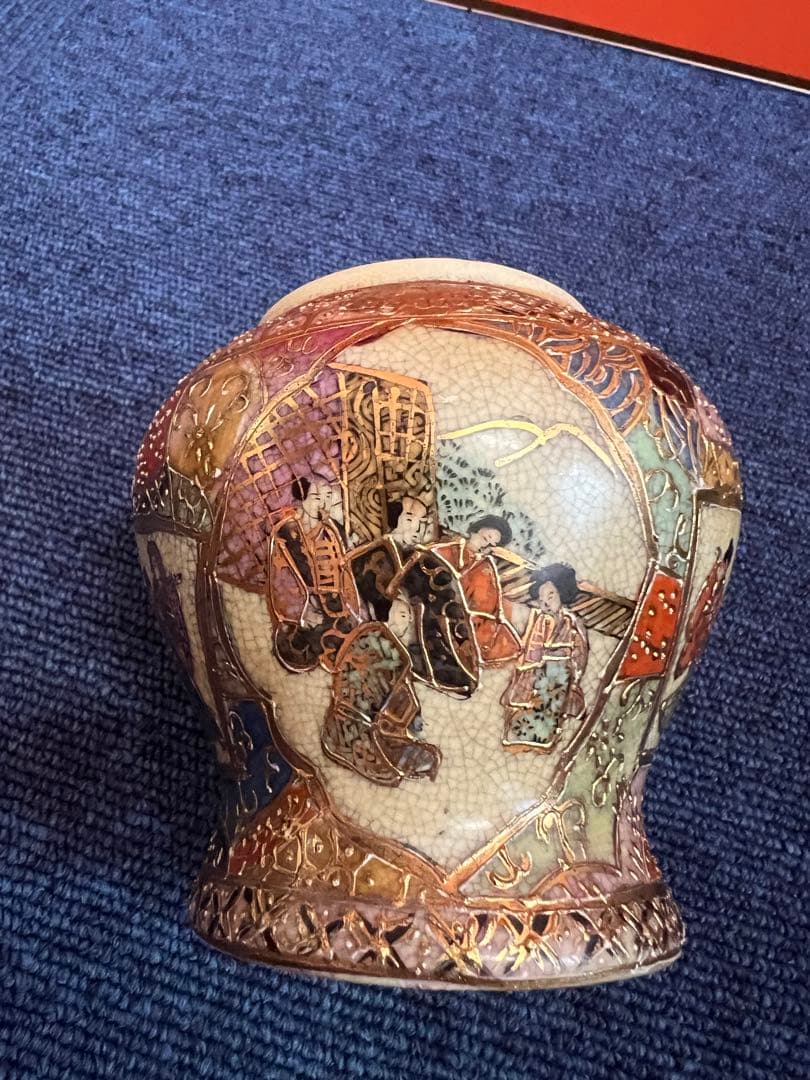 1208 薩摩焼　明治時代　小壺　時代物