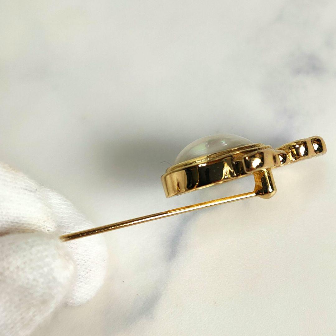 【美品✨】クリスチャンディオール　ピンブローチ　パール CDロゴ ゴールド金具