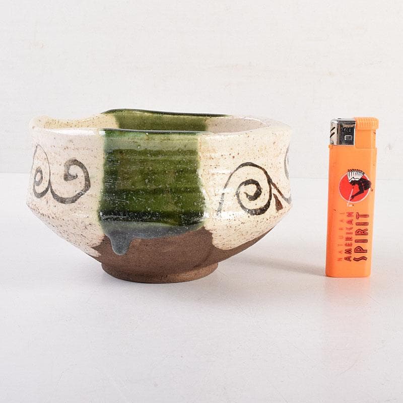 茶道具　加藤唐九郎（一ム斎）作　絵織部　茶碗　時代箱　C　R8826