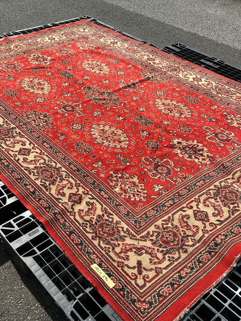 ⭐️【全国送料無料】アンティーク　ベルギー製　ラグ　絨毯　290cm 大判　輸入品