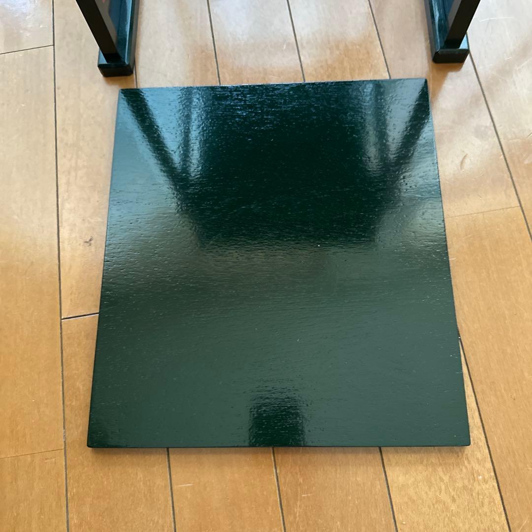 糸巻棚　緑×赤　茶道具　横幅33×奥行33.3×高さ53 組み立て式　元箱付き