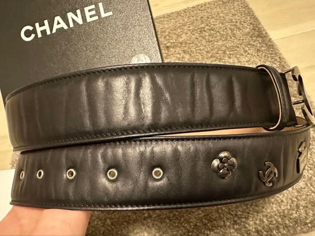 【ほぼ未使用】シャネル ココマーク ベルト カメリア NO.5香水瓶 85/34