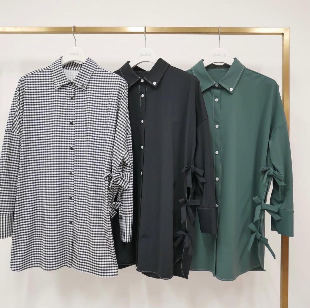 【新品・未使用】LINKABLE サイドリボンラッシュガード ブラックチェック