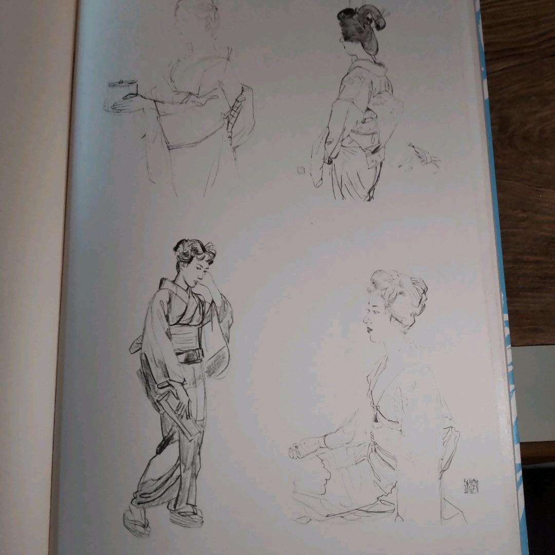 伊東深水、真筆作品、デッサン画