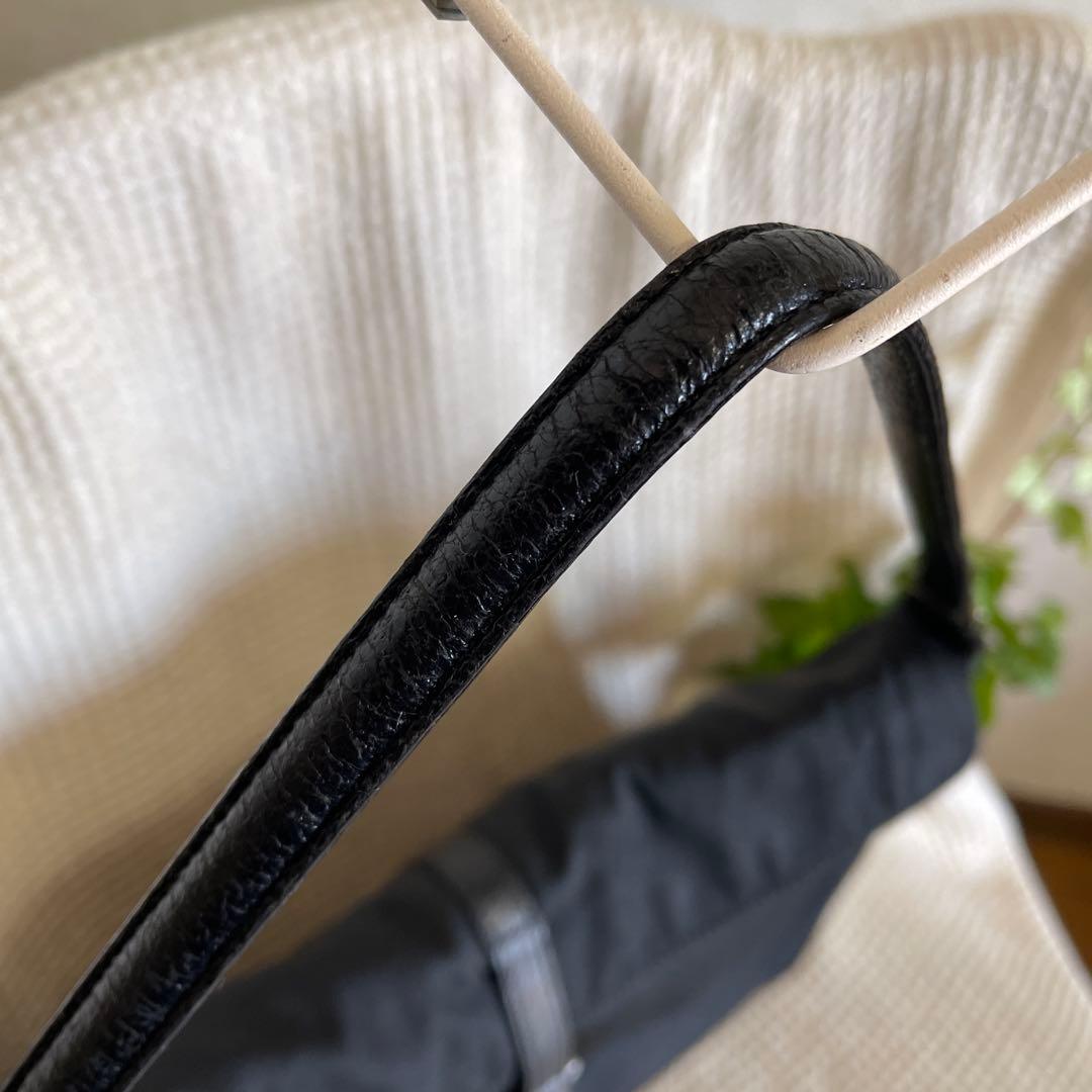 ◇ GUCCI グッチ ワンショルダーバッグ ナイロン×レザー ブラック ◇