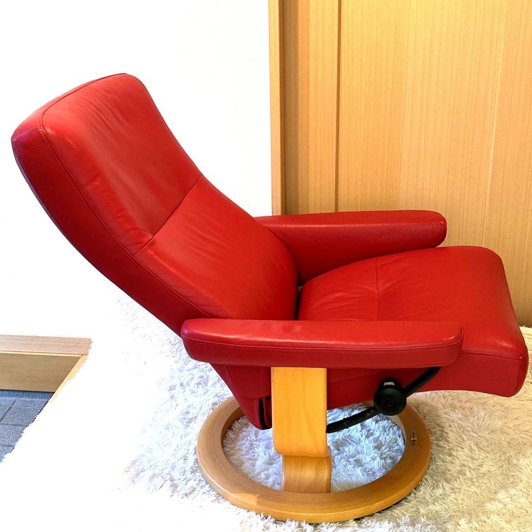 極美品　EKORNES リクライニングチェア 赤