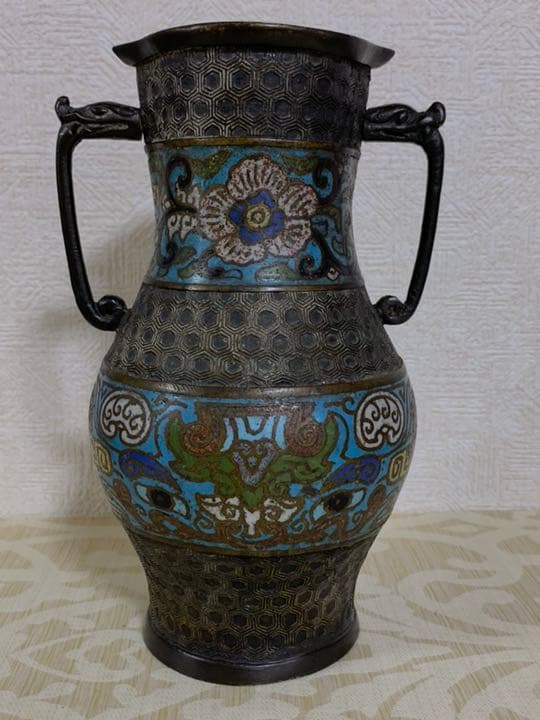 希少品］中国古美術　明時代七宝焼壺　古銅製