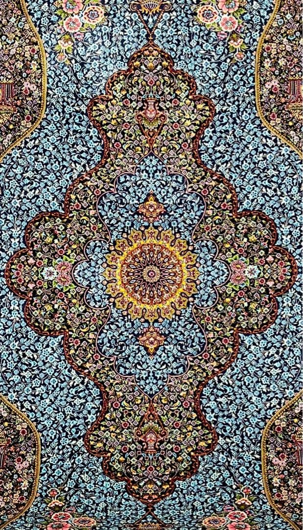 最高級 ペルシャ絨毯シルク イラン クム産 約225万ノット102×150cm