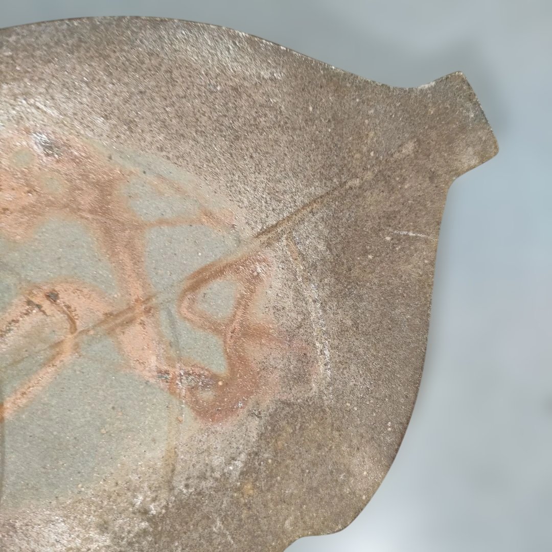 A1342-3/備前焼/閑谷窯/目澤孝 作/備前葉形皿5客/共箱/銘々皿/飾皿/