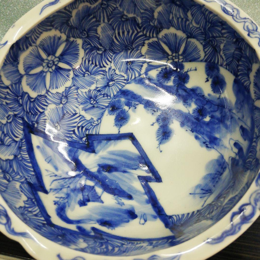 江戸時代中期～後期幕末頃美品信州蔵出三階菱窓絵染付約２０センチサイズ時代陶磁器