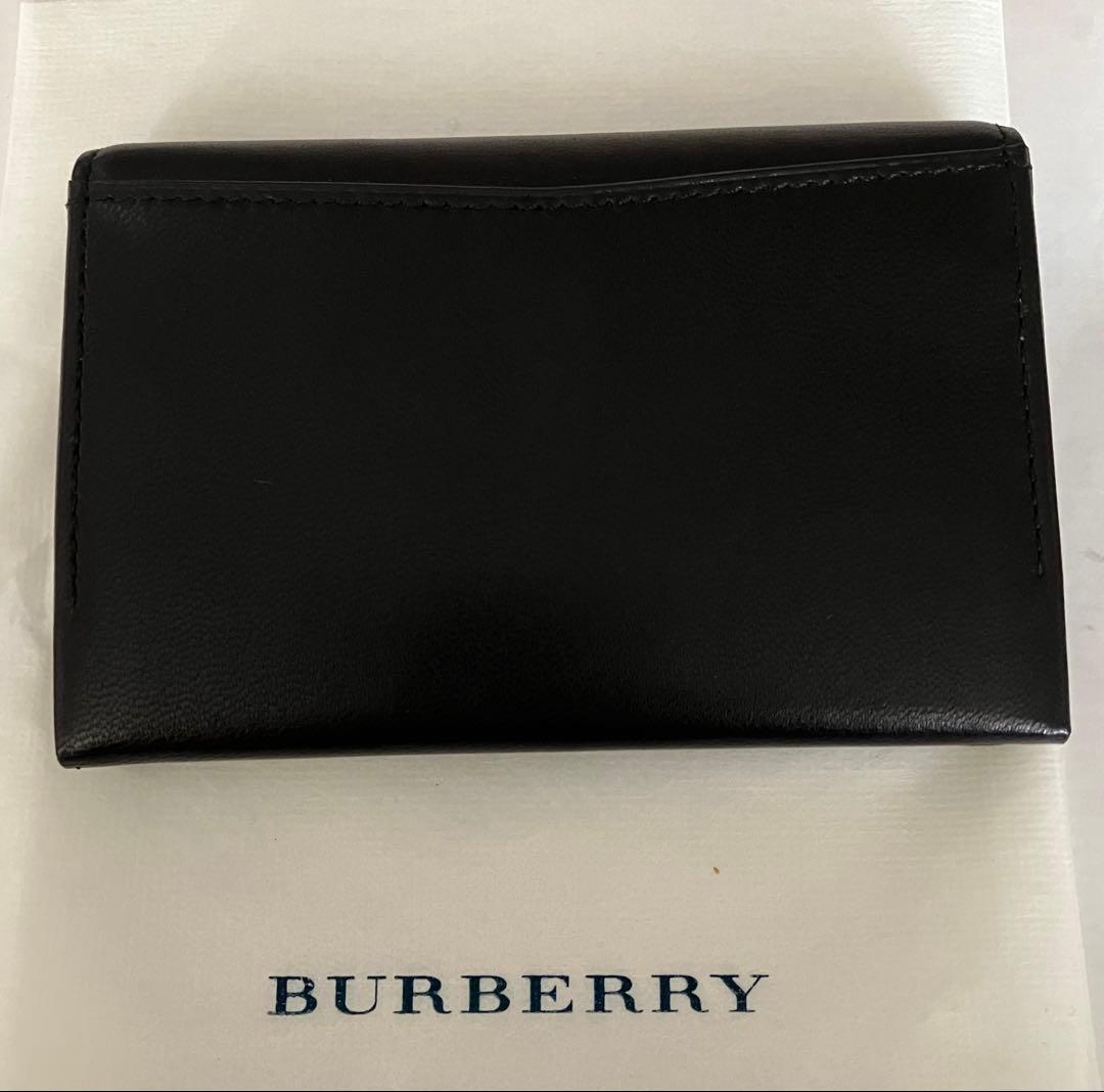 未使用BURBERRYバーバリー名刺入れカードケースブラック黒ラムスキン日本製