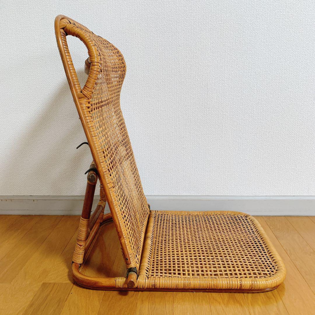 ラタン 藤 座椅子 ２脚 セット 折りたたみ リクライニング ハイバック 希少